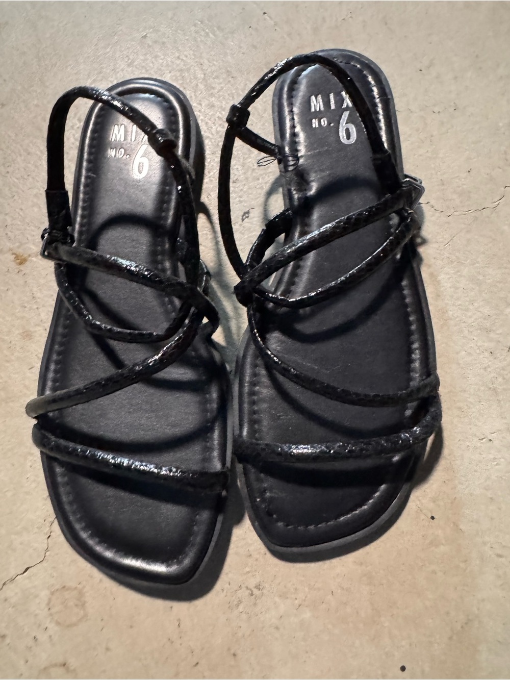 Mix No. 6 Black Strappy Square-Toe Sandals